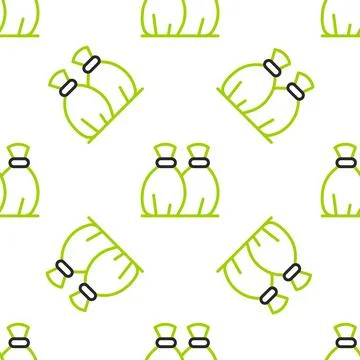 Line Garbage bag icon isolated seamless pattern on white background. Vector Stock Illustration