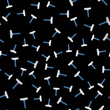 Line Garden rake icon isolated seamless pattern on black background. Tool for Stock Illustration