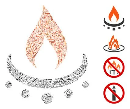 Line Gas Burner Jet Flame Icon Vector Mosaic Illustrazione stock