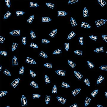 Line Gauge scale icon isolated seamless pattern on black background Illustrazione stock