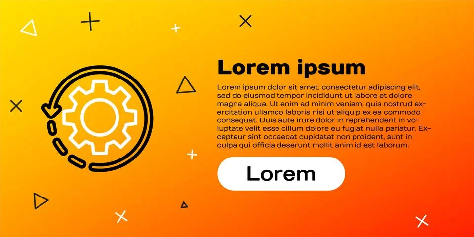 Line Gear and arrows as workflow concept icon isolated on yellow background Stockillustratie
