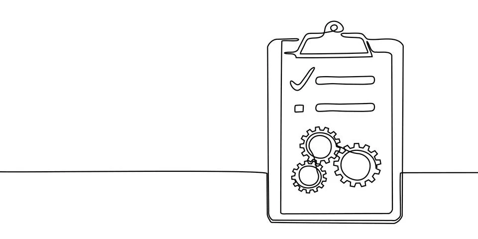 Line gear continuous one icon art cog work business factory wheel. Gear line Stock Illustration
