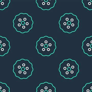 Line Gear icon isolated seamless pattern on black background. Cogwheel gear イラスト素材