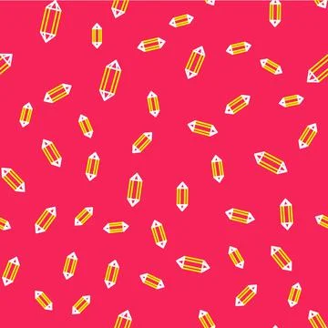 Line Gem stone icon isolated seamless pattern on red background. Jewelry symbol Stock Illustration