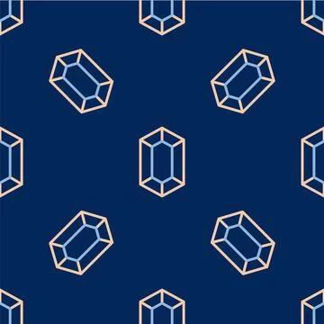 Line Gem stone icon isolated seamless pattern on blue background. Jewelry symbol イラスト素材