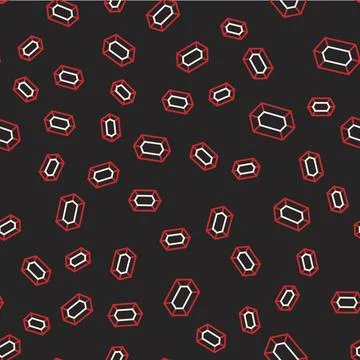 Line Gem stone icon isolated seamless pattern on black background. Jewelry Stock Illustration