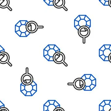 Line Gem stone icon isolated seamless pattern on white background. Jewelry Illustrazione stock