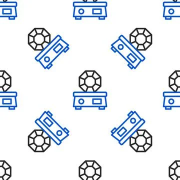 Line Gem stone icon isolated seamless pattern on white background. Jewelry Stock Illustration