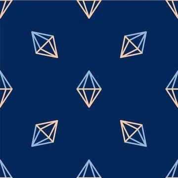 Line Gem stone icon isolated seamless pattern on blue background. Jewelry symbol Stock Illustration