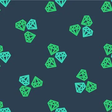 Line Gem stone icon isolated seamless pattern on blue background. Jewelry symbol Stock Illustration