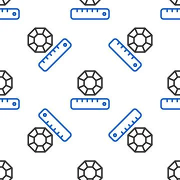 Line Gem stone icon isolated seamless pattern on white background. Jewelry .. Stock Illustration