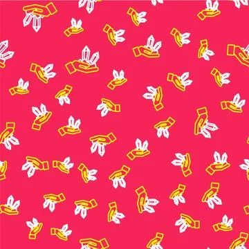 Line Gem stone icon isolated seamless pattern on red background. Jewelry sy.. Illustrazione stock