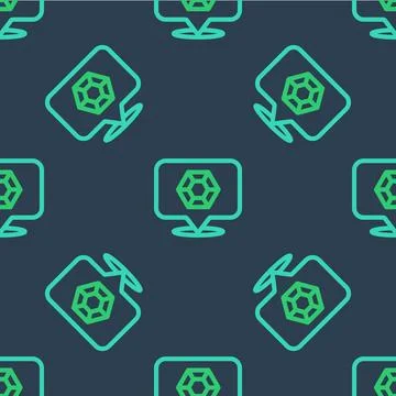 Line Gem stone icon isolated seamless pattern on blue background. Jewelry s.. Stock Illustration