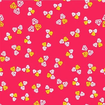 Line Gem stone icon isolated seamless pattern on red background. Jewelry sy.. イラスト素材