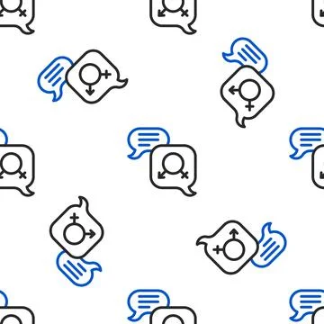 Line Gender equality icon isolated seamless pattern on white background. Eq.. 스톡 일러스트