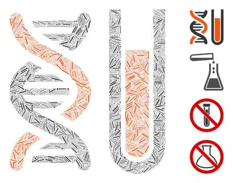 Line Genetic Analysis Icon Vector Collage Stock Illustration