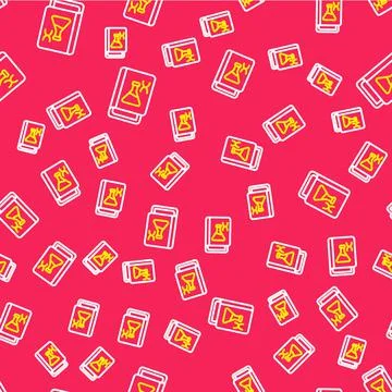 Line Genetic engineering book icon isolated seamless pattern on red background 스톡 일러스트
