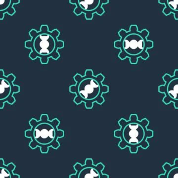 Line Genetic engineering icon isolated seamless pattern on black background. DNA イラスト素材