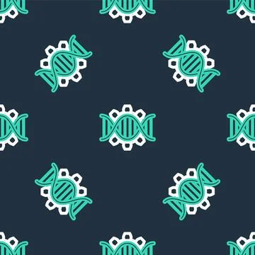 Line Genetic engineering icon isolated seamless pattern on black background. DNA イラスト素材