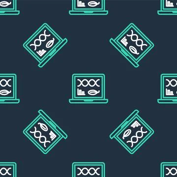 Line Genetic engineering modification on laptop icon isolated seamless pattern イラスト素材