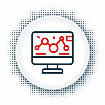 Line Genetic engineering modification on laptop icon isolated on white イラスト素材