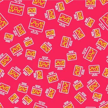 Line Genetic engineering modification on laptop icon isolated seamless pattern イラスト素材