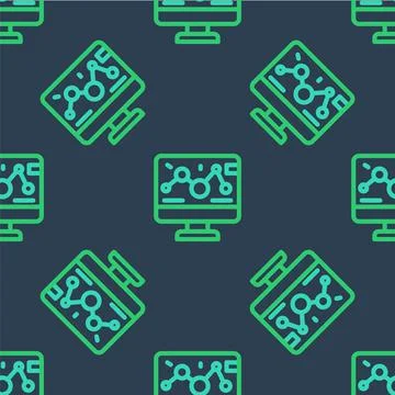 Line Genetic engineering modification on laptop icon isolated seamless pattern Illustrazione stock