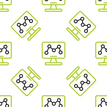 Line Genetic engineering modification on laptop icon isolated seamless pattern 스톡 일러스트