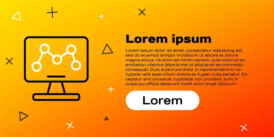 Line Genetic engineering modification on laptop icon isolated on yellow 스톡 일러스트