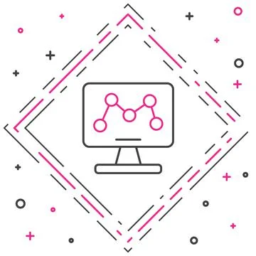 Line Genetic engineering modification on laptop icon isolated on white Stock Illustration