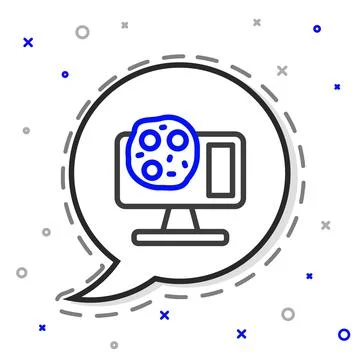 Line Genetic engineering modification on laptop icon isolated on white Illustrazione stock