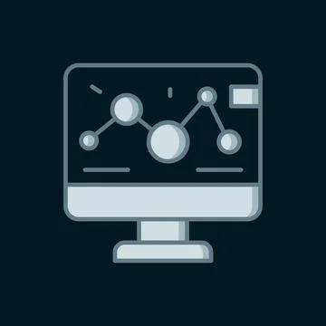 Line Genetic engineering modification on laptop icon isolated on black back.. Illustrazione stock