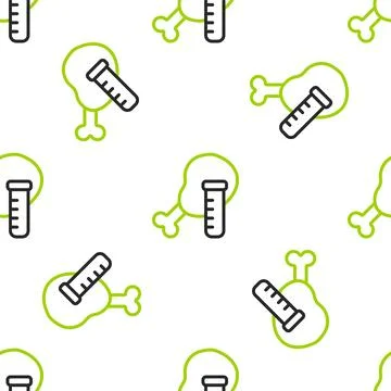 Line Genetically modified chicken icon isolated seamless pattern on white b.. 스톡 일러스트