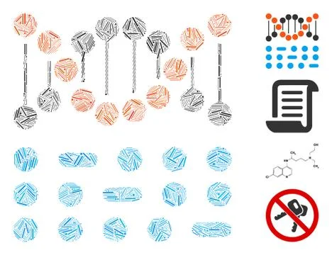 Line Genome Code Icon Vector Mosaic Stock Illustration