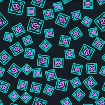 Line Geometric figure Cube icon isolated seamless pattern on black background Ilustración de archivo