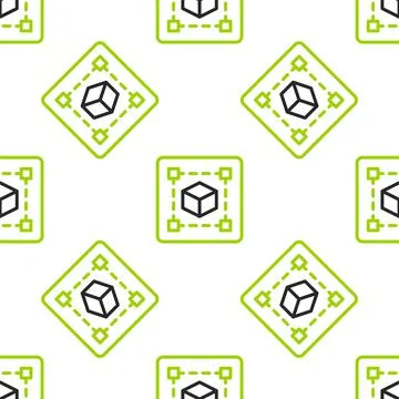 Line Geometric figure Cube icon isolated seamless pattern on white background 스톡 일러스트
