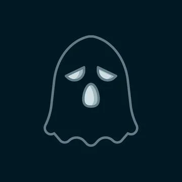 Line Ghost icon isolated on black background. Happy Halloween party. Flat f.. Stock Illustration