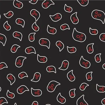 Line Ghost icon isolated seamless pattern on black background. Happy Halloween Stock Illustration