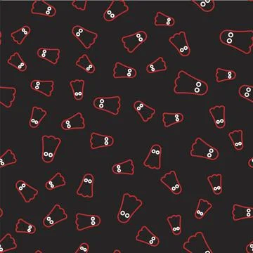 Line Ghost icon isolated seamless pattern on black background. Happy Halloween Stockillustratie