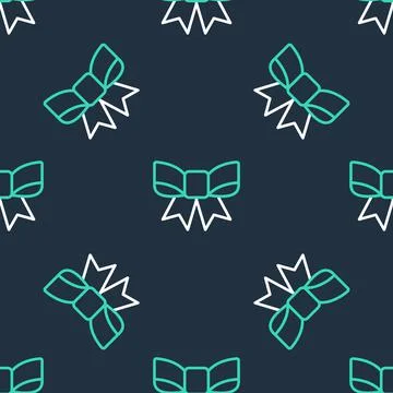 Line Gift bow icon isolated seamless pattern on black background.  Vector Ilustración de archivo