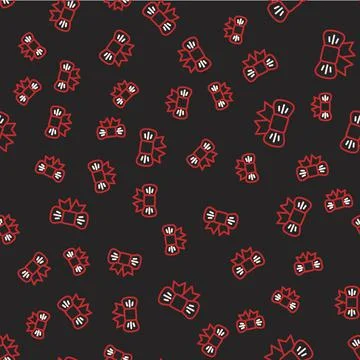 Line Gift bow icon isolated seamless pattern on black background.  Vector Stockillustratie