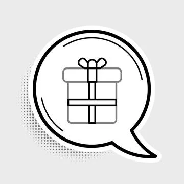 Line Gift box icon isolated on grey background. Colorful outline concept. Vector 库存插图