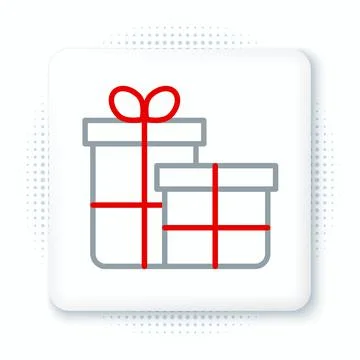 Line Gift box icon isolated on white background. Merry Christmas and Happy New 库存插图