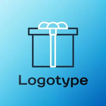 Line Gift box icon isolated on blue background. Happy Birthday. Colorful outline 스톡 일러스트