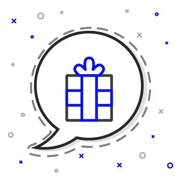 Line Gift box icon isolated on white background. Merry Christmas and Happy New 库存插图