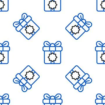 Line Gift box icon isolated seamless pattern on white background. Holy month 스톡 일러스트