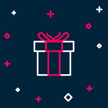 Line Gift box icon isolated on blue background. Valentines day. Colorful outline Stock Illustration