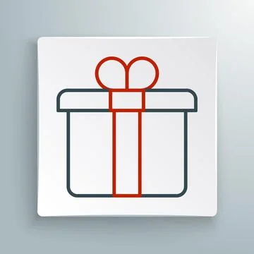 Line Gift box icon isolated on white background. Merry Christmas and Happy New 스톡 일러스트