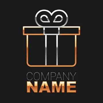 Line Gift box icon isolated on black background. Colorful outline concept Stock Illustration
