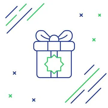 Line Gift box icon isolated on white background. Holy month, Ramadan, Christmas Stock Illustration